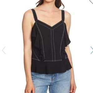 1 State Black Camisole with White Stitching